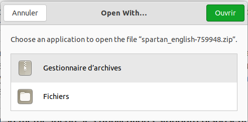 «Ouvrir» avec sous Ubuntu 21:10